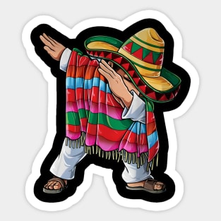 Dabbing Mexican Poncho Cinco de Mayo Boys Men Short Sleeve Sombrero Dab 2024 Sticker